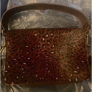 MADEWELL pony hair crossbody leopard print purse